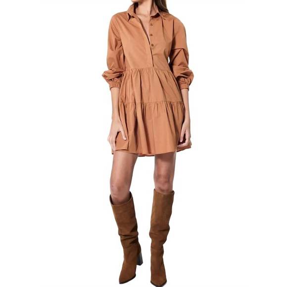 NEW YOUNG FABULOUS & BROKE brooks poplin dress in leather - Picture 1 of 1